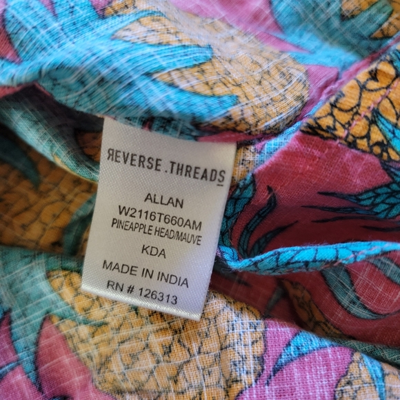 Reverse Threads Pineapple Head XXL Short Sleeve Allan Button Down Shirt Mauve - Picture 7 of 7